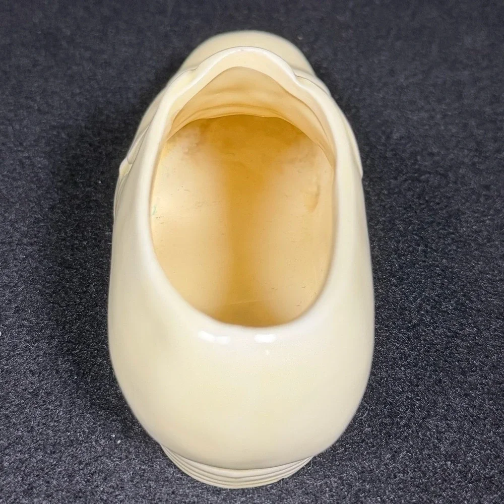 Vintage Japan Ceramic Oxford Dress Shoe Planter Trinket Dish‎ Cream Glossy